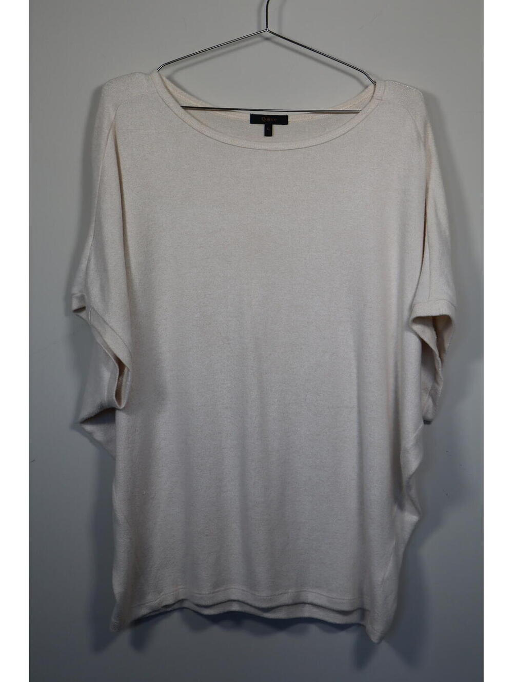 Quince Cream Scoop-Neck Lightweight Short-Sleeve Sweater